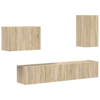 vidaXL Conjunto De Mueble Para Tv De Pared 4 Pcs Roble Sonoma Vidaxl