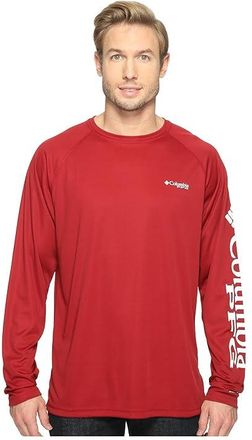 Columbia Terminal Tackletm Long Sleeves Shirt Mens T Shirt Beet/White Logo : 2XL, Polyester