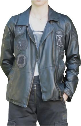 Aeronautica Leren jas - Dames - Leren en Su&egrave;de Jassen - Zwart - S - Leer - Jassen