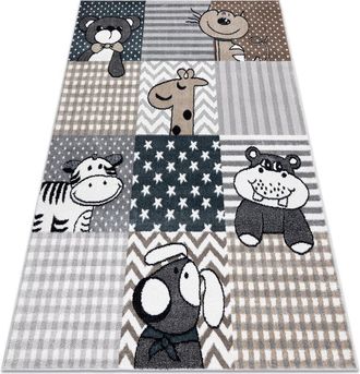 RugsX Rugsx - Alfombra Fun Pets Para Ni&ntilde;os, Animales Gris Grey 140x190 Cm