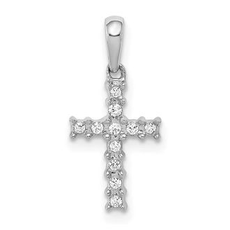Diamond2Deal 10K White Gold 1/20ct. Diamond Latin Cross Pendant