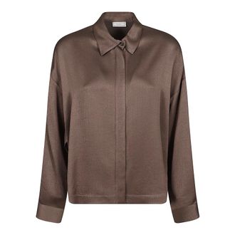 PESERICO Peserico, Shirts, female, Brown, Size: XS Camicia in raso fluido martellato