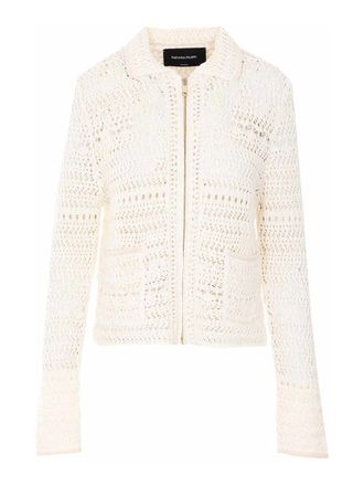 Fabiana Filippi White Knitted Jacket With Frontal Zip Closure