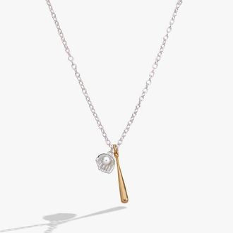 Alex and Ani Baseball Duo Charm Pendant Necklace in Brass Two Tone at Nordstrom