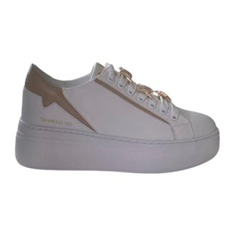 Emanuelle Vee Sneakers, female, White, 3 UK, White Leather Sneaker with Beige Details