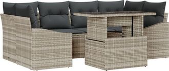 vidaXL Garden Sofa Set with Cushion 7 pcs Light grey 100 x 55 x 73 cm Vidaxl