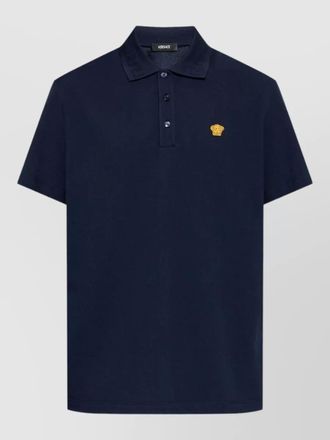 Versace polo collar short sleeve silk nylon shirt