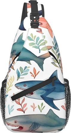 Generic Cute Shark Shoulder Bag With Zipper Sling Bag Trendy Backpack For Camping Shopping Workout