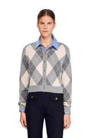 Sandro Argyle pattern cardigan in Grey at Nordstrom, Size X-Large