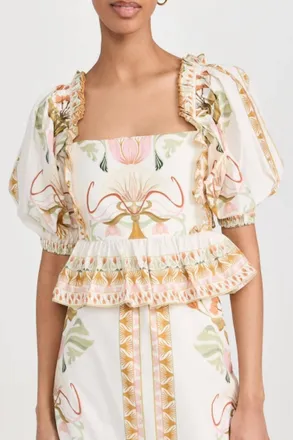 Lug von Siga Daphne Printed Cotton Top In Natural