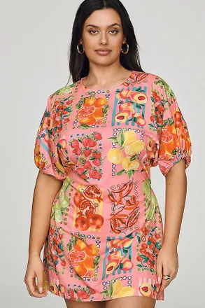 Never Fully Dressed Fruit Stamp Mini Dress