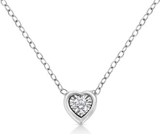 House of Brilliance 10K White Gold 1/10 Cttw Miracle Set Round-Cut Diamond 18 Pendant Necklace