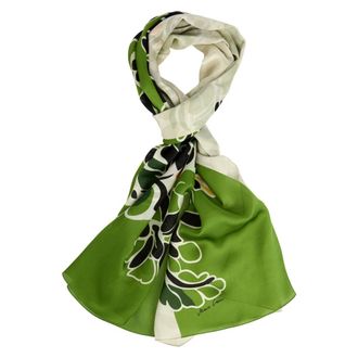 Marc Cain Accessoires, Dames, Veelkleurig, ONE Size, Leer, Seidenschal mit Hibiskusbl&uuml;ten