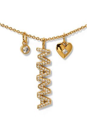 Nadri Mama Crystal Pav&eacute; Charm Necklace in Gold at Nordstrom