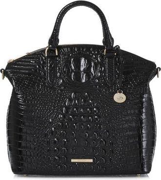 Brahmin Large Duxbury Croc Embossed Leather Satchel in Black at Nordstrom