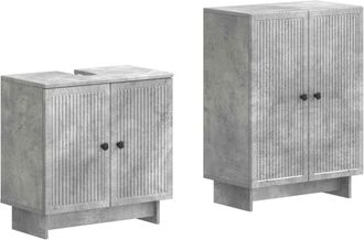 vidaXL Juego De Gabinete De Ba&ntilde;o De 2 Piezas Ede Gris Hormig&oacute;n Vidaxl
