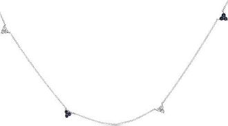 House of Brilliance 14K White Gold 1/5 Cttw Diamond and Sapphire Trio Cluster Station Necklace at Nordstrom