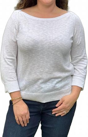Hatley Breton Three Quarter Sleeve Knit Shirt In White
