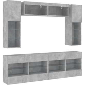 vidaXL Muebles De Tv De Pared Con Luces Led 6 Piezas Gris Hormig&oacute;n Vidaxl