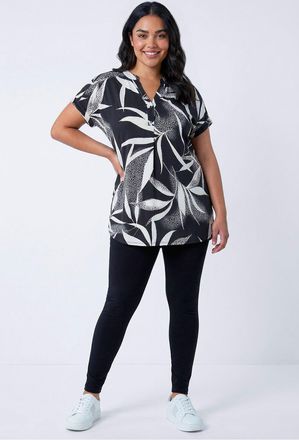 Roman Stretch Plain Elastic Waist Leggings