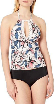 Anne Cole High-Neck Tankini Top In Pink