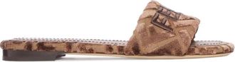 Fendi Slide Tess FF - Dames - Sandalen - Bruin - 36 EU - Schoenen