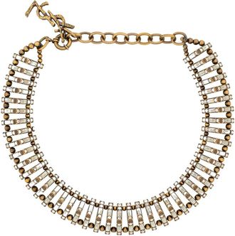 Saint Laurent Bronze Crystal Pyramid Necklace