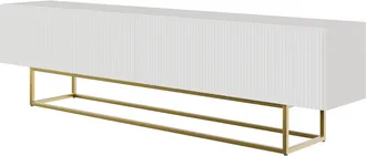 Selsey Selsey Veldio - Mueble Tv, Blanco Con Patas De Metal Dorado, 175 Cm