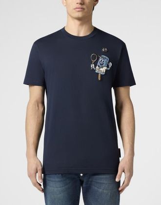 Philipp Plein Round Neck T-Shirt Gelato Monsters Men in Navy at Nordstrom, Size Xx-Large