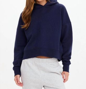 The Upside Byron Embossed Logo Hoodie In Navy