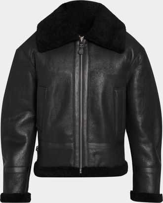 Givenchy Men & apos;s Shearling and Leather Aviator Jacket