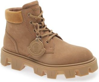 Moncler Peak City Nubuck & Suede Ankle Boot in Warm Beige at Nordstrom, Size 46