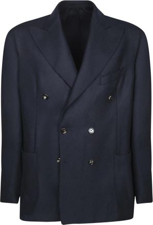 Dell'Oglio Double-breasted jas - Heren - Blazers - Blauw - 2XL - Wol - Jassen