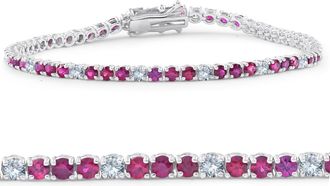 Pompeii3 3ct Ruby & Diamond Tennis Bracelet 14 KT White Gold