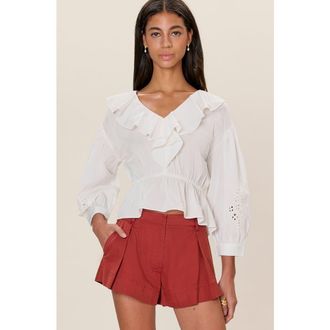 Rebecca Taylor Lorelai Embroidered Blouse in Ivory at Nordstrom, Size X-Small