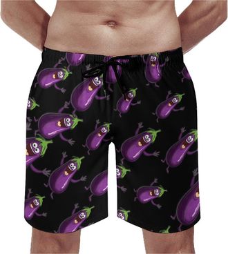 Generic Funny Eggplant Swimming Shorts Men Swim Trunks Beach Board Shorts with Pockets S