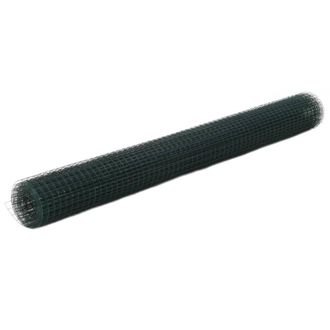 Berkfield Home Chicken Wire Fence Steel with PVC Coating 25x1.5 m Green