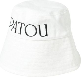 Patou Elegant Logo Bucket Hat - Dames - Hoeden - Wit - L - Katoen - Accessoires