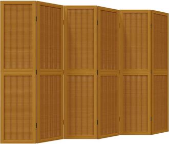 vidaXL Divisorio Ambienti 6 Pannelli Marrone Legno Massello Paulownia - Vidaxl