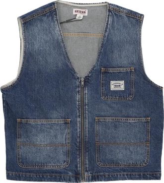 Guess Denim Vest Originals Dark Wash - Heren - Bodywarmers - Blauw - M - Denim - Jassen