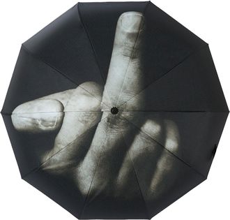 Generic Novelty Middle Finger Umbrella, Funny Black Automatic Folding Travel Umbrella for Sunny and Rainy Universal 96 cm (Black, 1PC)