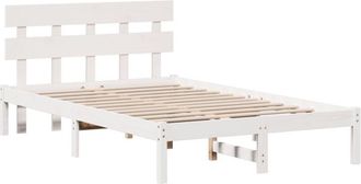 vidaXL Bed Frame with Headboard White 120 x 200 cm Solid Pine wood Vidaxl