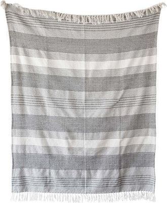 Foreside Home And Garden Hand Woven Striped Outdoor Picnic Blanket Gray Polyester at Nordstrom