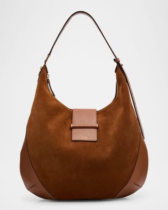 Jimmy Choo London Bar Medium Suede & Leather Hobo Bag