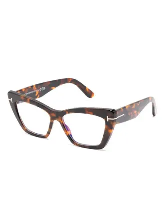 Tom Ford Eyewear FT6026B Tortoiseshell Cat-Eye Eyeglasses - Brown