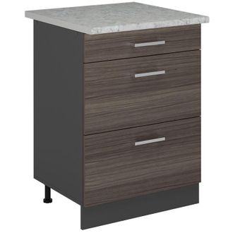 Vicco Mueble Bajo De Cocina R-line, Gris Noble, 60 Cm Con Cajones, M&aacute;rmol Ap