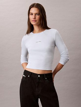 Calvin Klein Camiseta De Beb&eacute; De Canal&eacute; De Manga Larga Con Logo