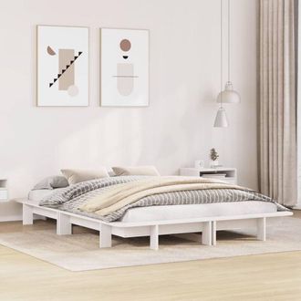 vidaXL Estructura De Cama Sin Colch&oacute;n Madera Maciza Blanca 120x190 Cm Vidaxl