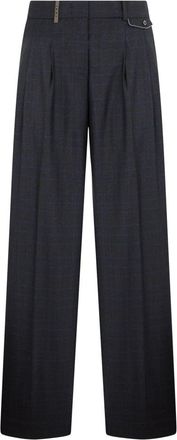 PESERICO Pantalones holgados de lana - Trousers - Mujer - Azul - L
