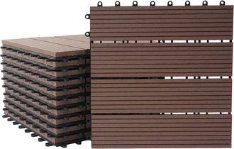 Hhg Baldosa Wpc R&oacute;dano, Aspecto Madera Balc&oacute;n/terraza, 11x C/u 30x30cm = 1m2, Premium, Caf&eacute; Lineal